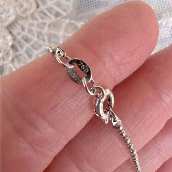 Vintage 18K White Gold Plated & Green Nephrite Jade Necklace - Picture 5 of 8